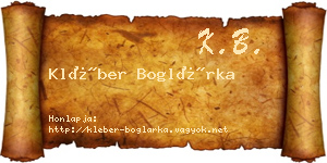 Kléber Boglárka névjegykártya